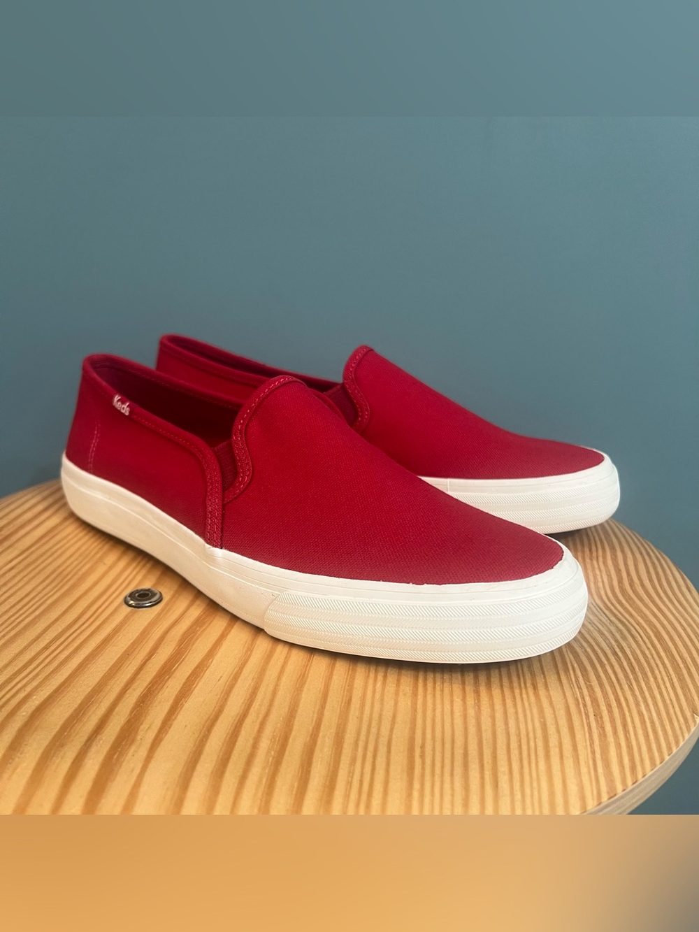 Keds Double Decker Red Canvas Slip On Sneakers Women’s Size 8.5 Dream Foam